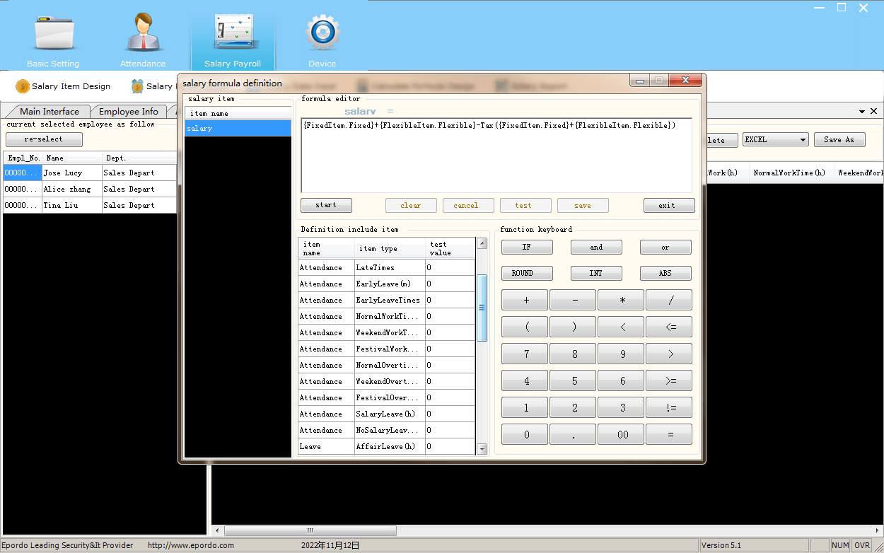 Time attendance salary payroll formula design