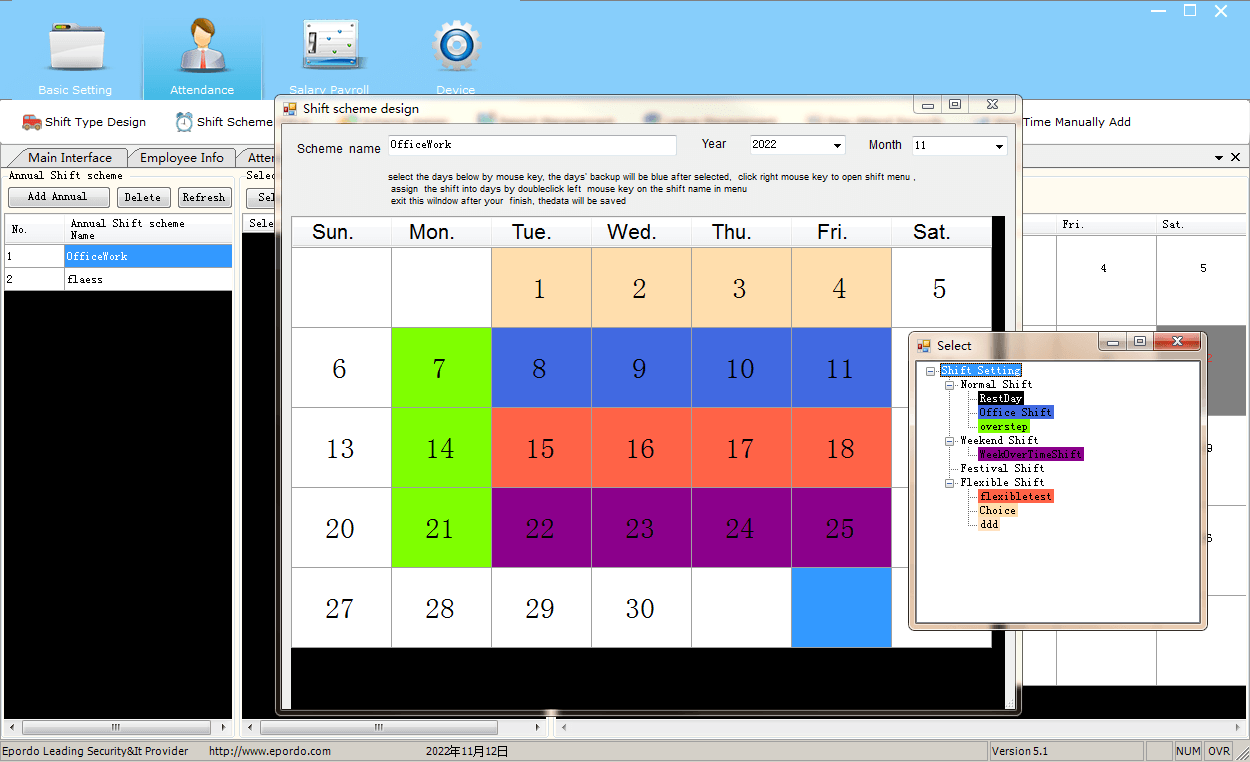 time attendance work shift plan